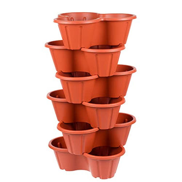 Invero Set von 6 Trio Erdbeer-Pflanzgefäß, stapelbar, für den Außenbereich, Garten, Kunststoff, Pflanztopf zum Einpflanzen von Beete, Erdbeeren, Kräutern, Blumen und mehr im Sale